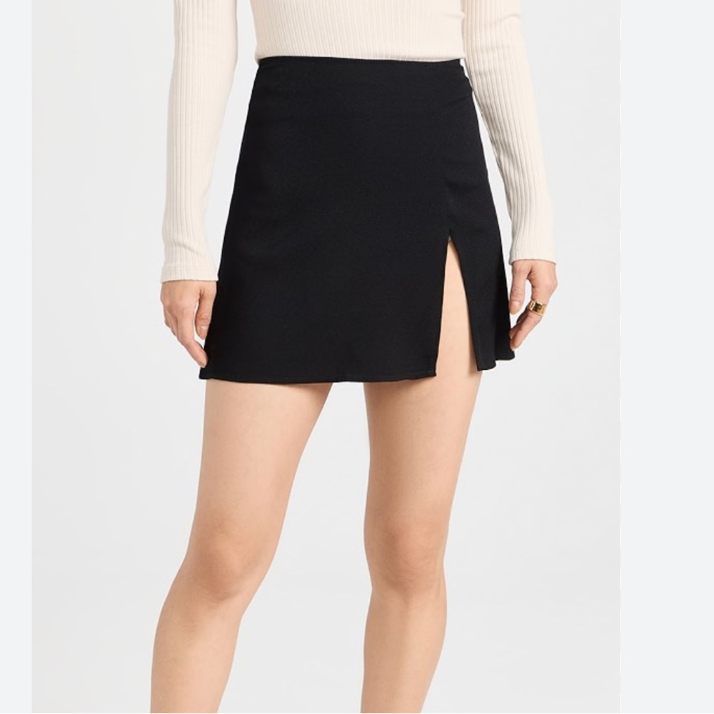 Black Mini Skirt with Side Slit Reformation Margot 0